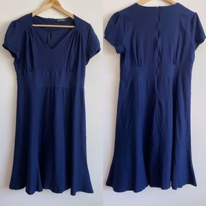 DKNY Navy Midi Dress with Short Sleeves